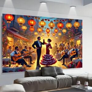 Vibrant Flamenco Dance tapestry 50x60 inch